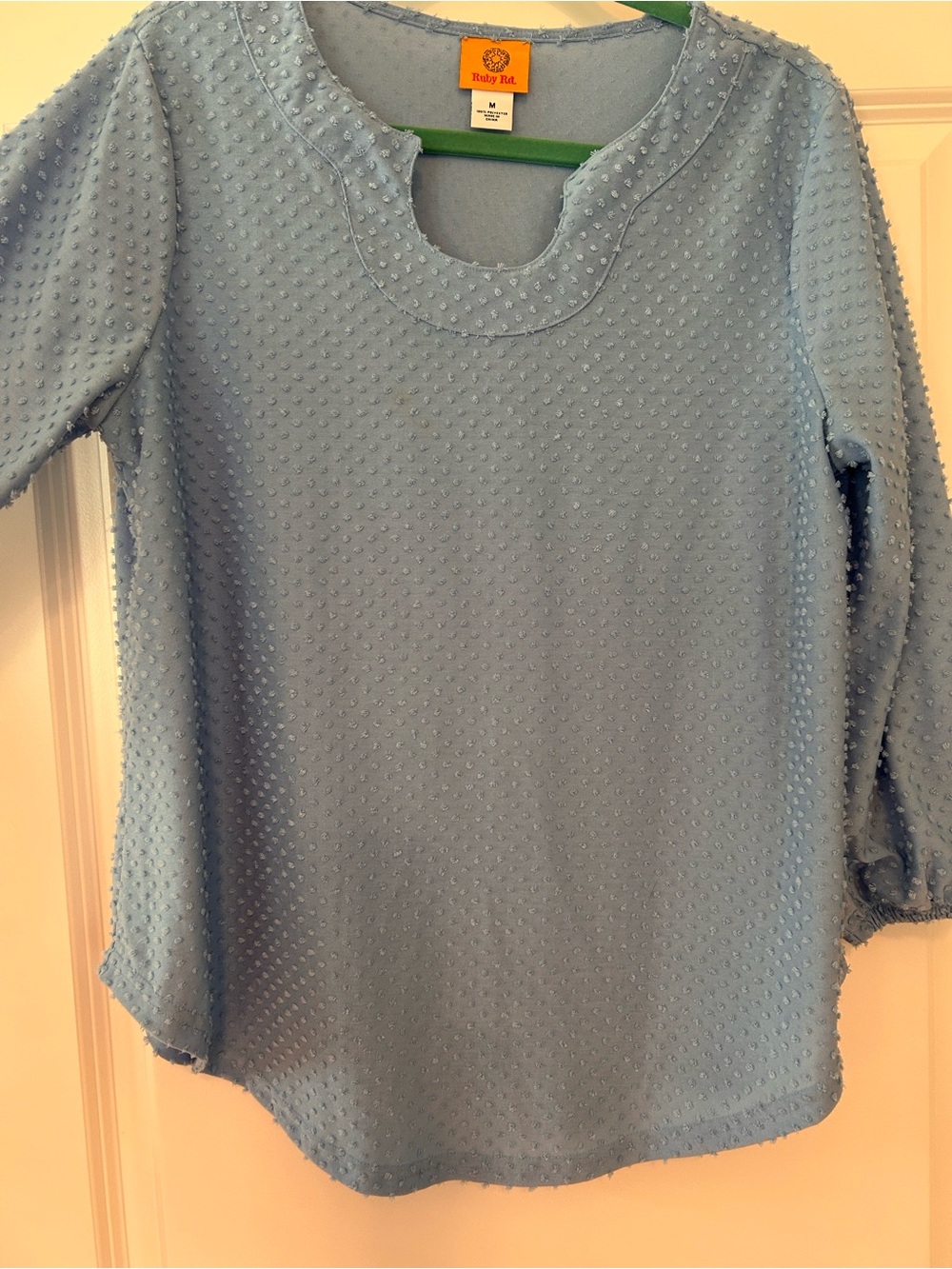 Ruby Rd. Powder Blue Swiss Dot Scoop Neck Top - Picture 2 of 4